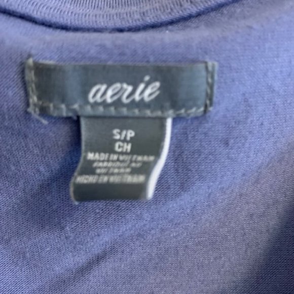 Aerie Women's Comfort Clothing Size S Long Sleeve V-neck Blue Top Size S - Picture 2 of 5